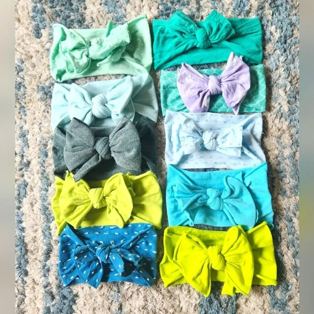 Baby Bling Headbands Green Colors || Set of 10 EUC